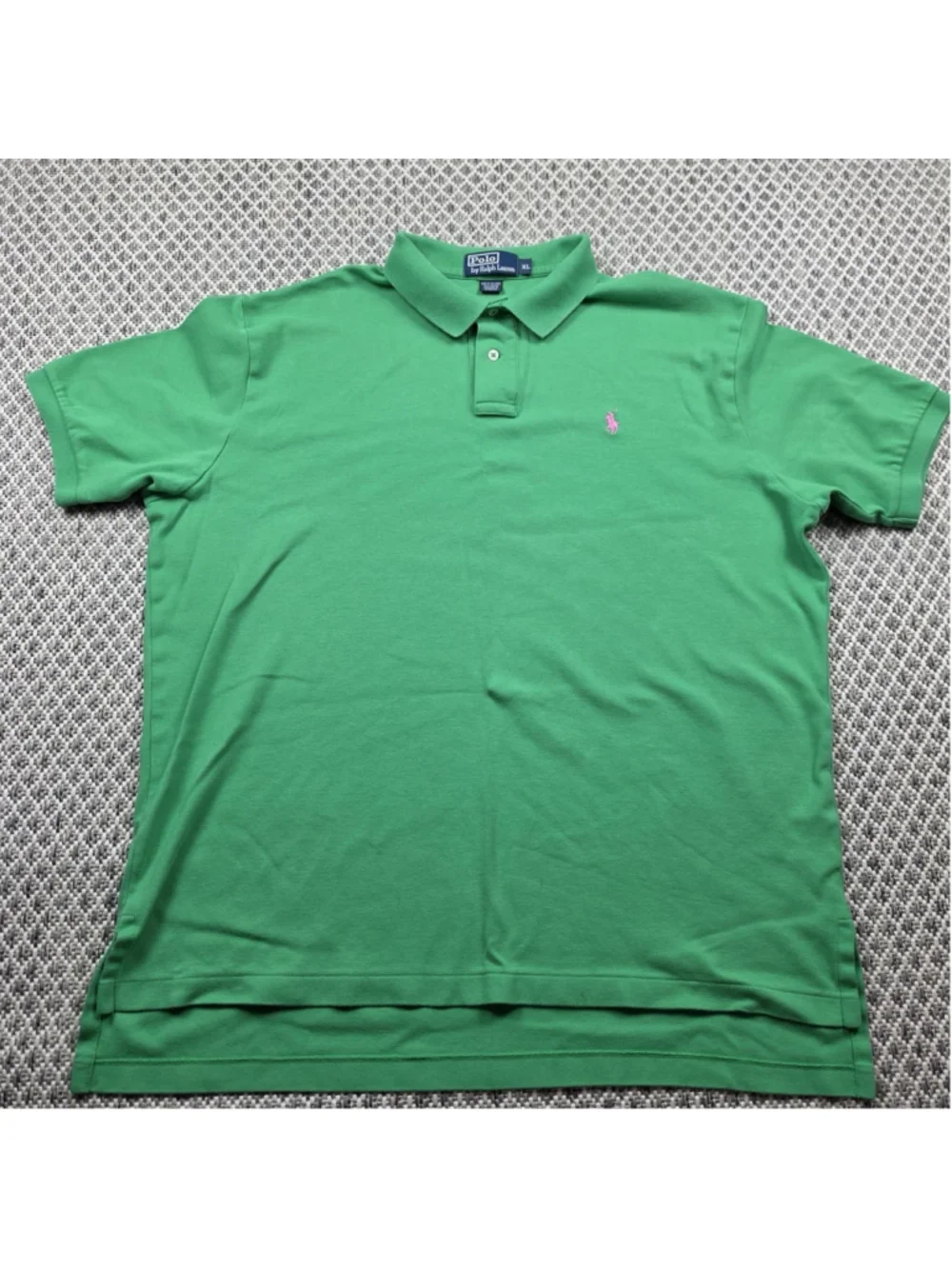 Polo Ralph Lauren XL Green Short Sleeve Polo Shirt Pink Pony Cotton Men